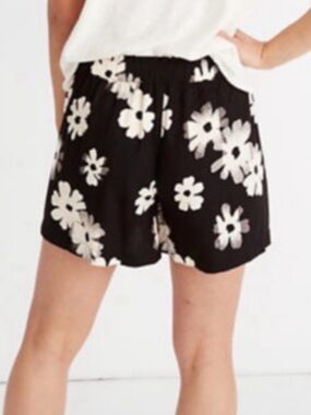 Madewell Black and White Floral Flowy Shorts Xsmall
